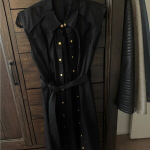 New York & Company Black Dress with Gold Buttons